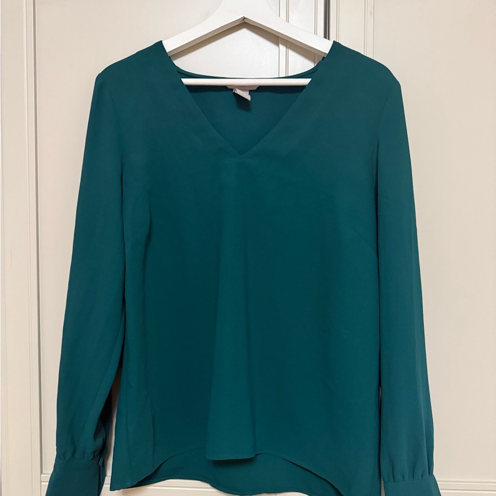 H&M Deep Teal V-Neck Blouse